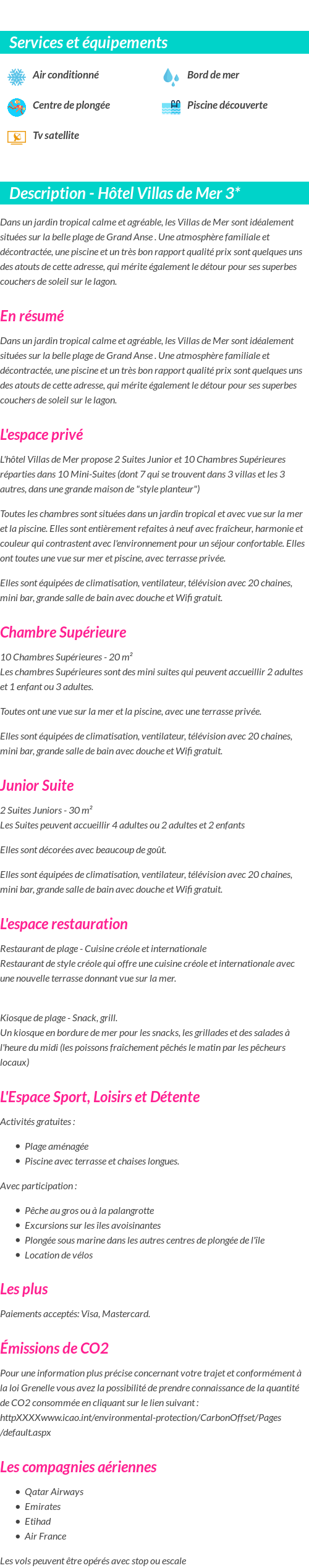 Détails du séjour