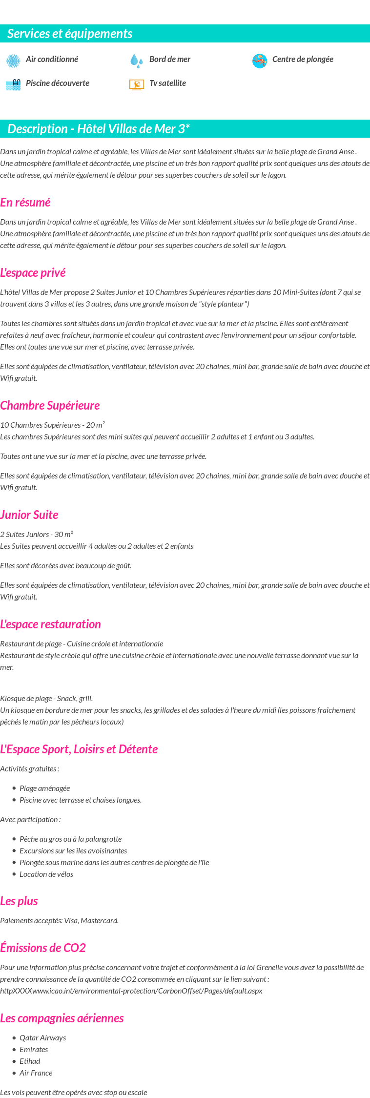 Détails du séjour