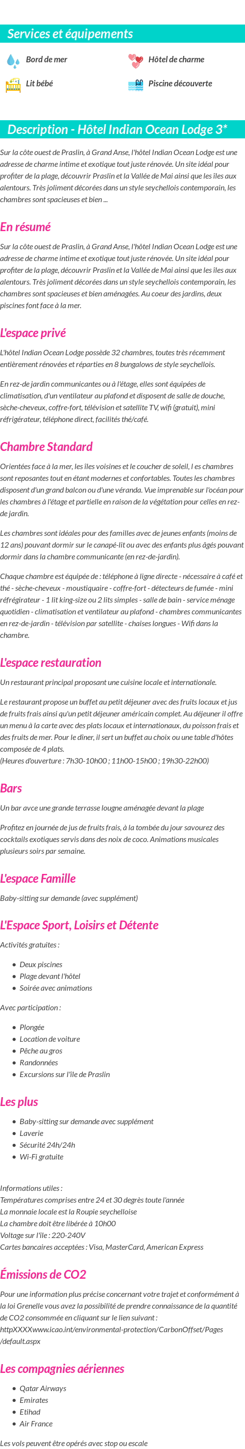 Détails du séjour