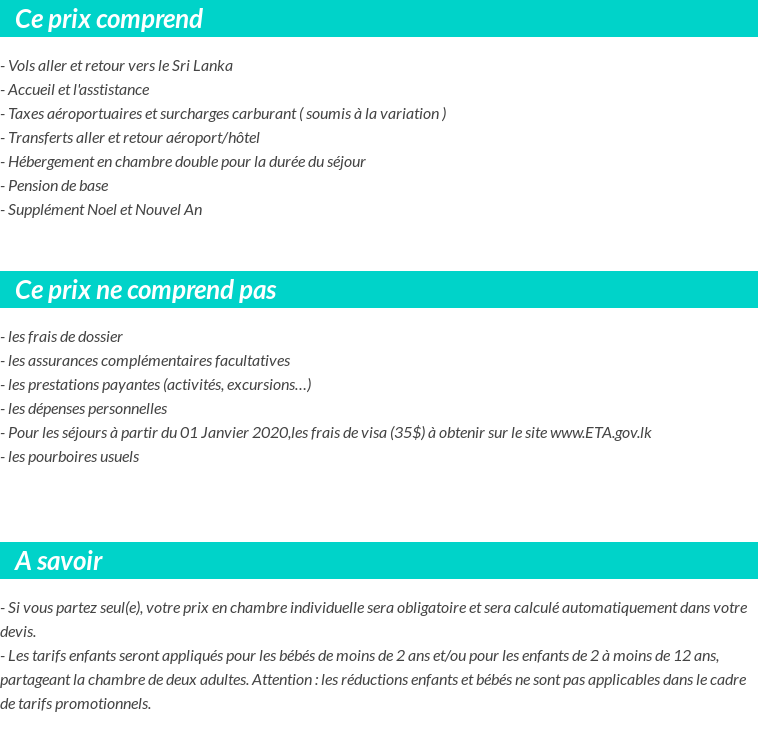 Conditions tarifaires