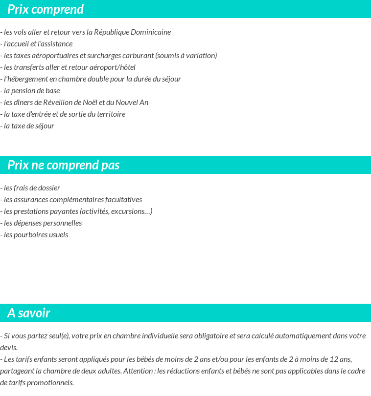 Conditions tarifaires