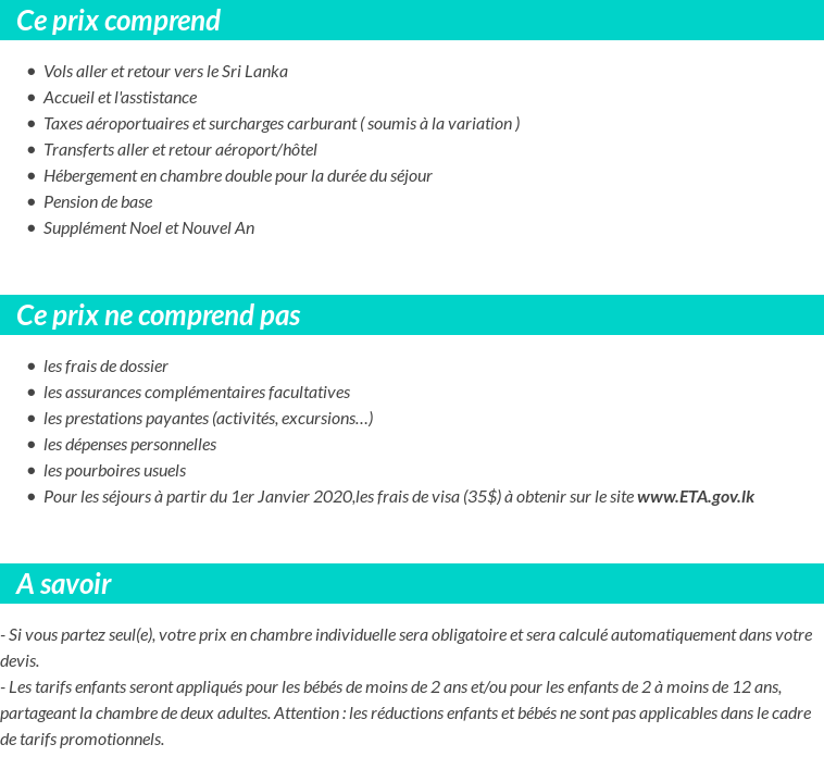 Conditions tarifaires