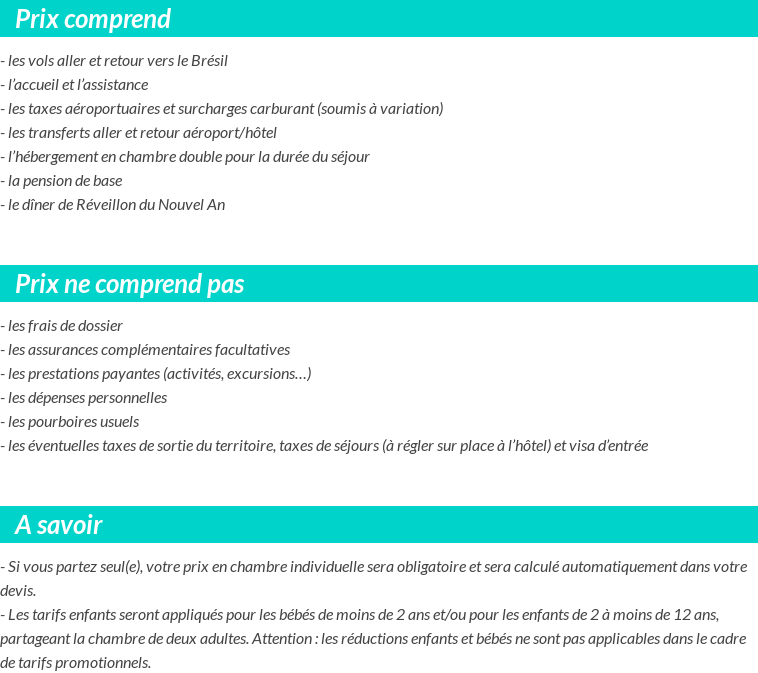 Conditions tarifaires