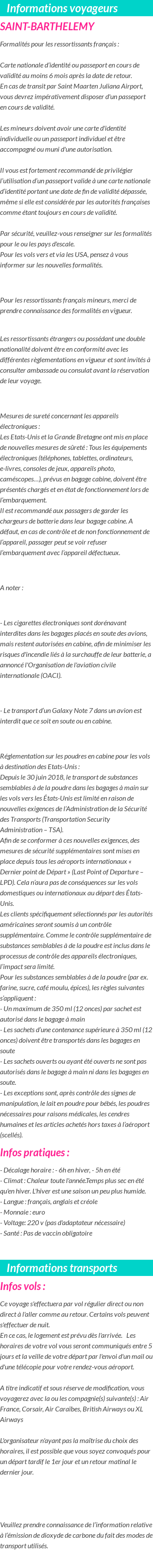 Formalités et infos voyageurs