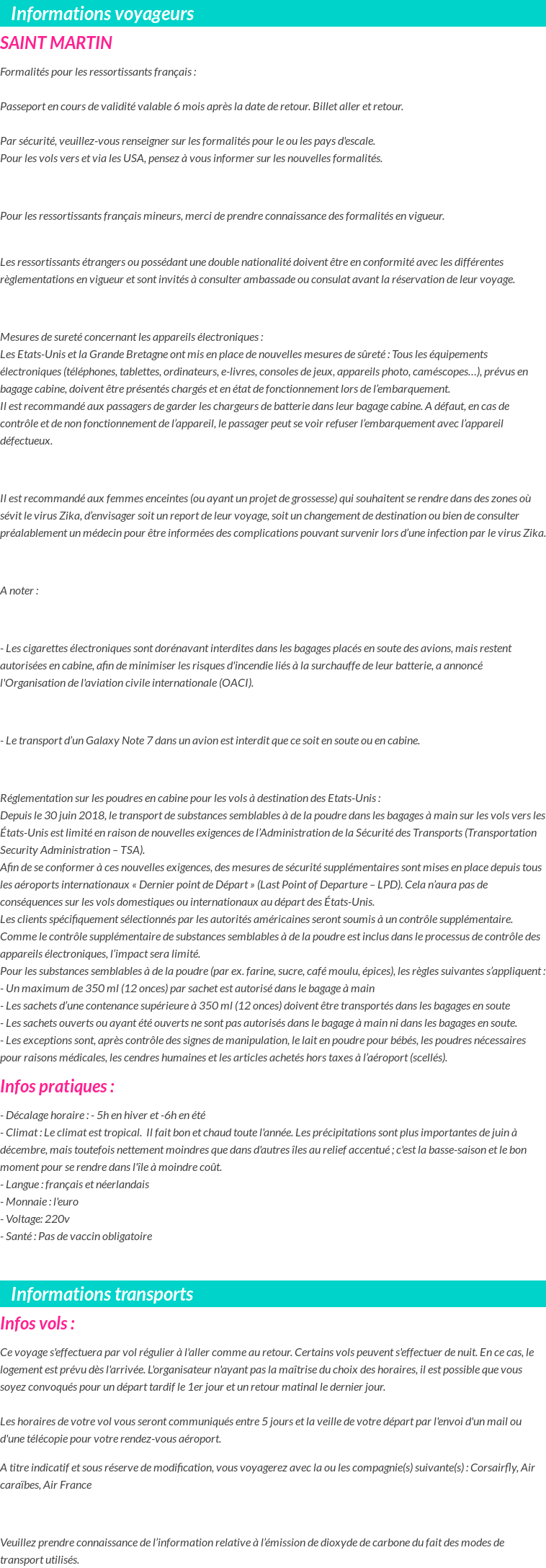 Formalités et infos voyageurs