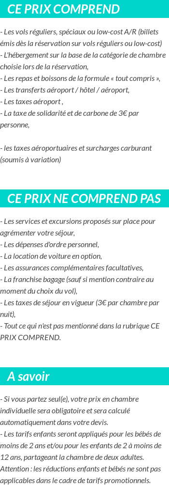Conditions tarifaires