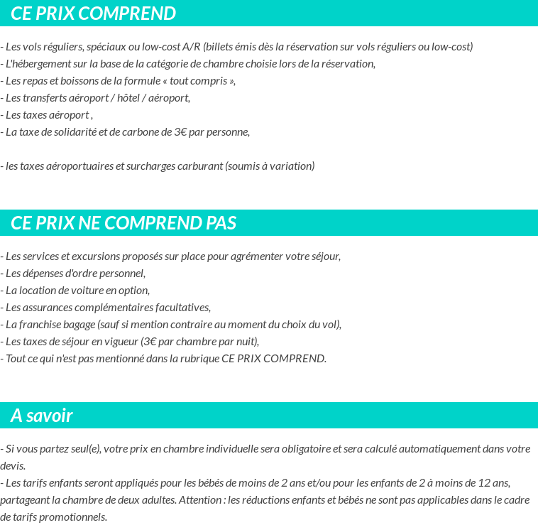 Conditions tarifaires
