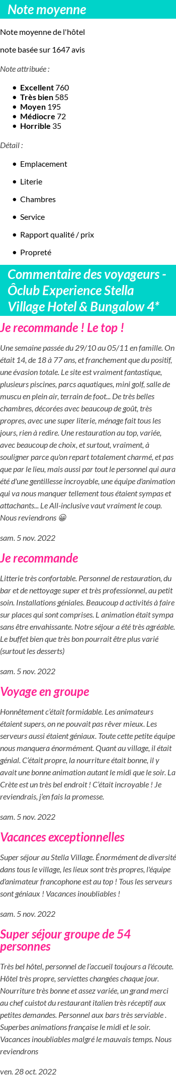 Avis clients