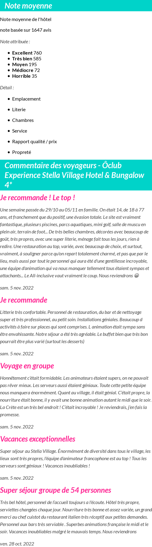 Avis clients