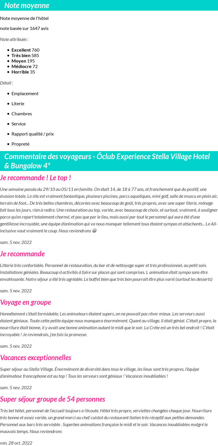 Avis clients
