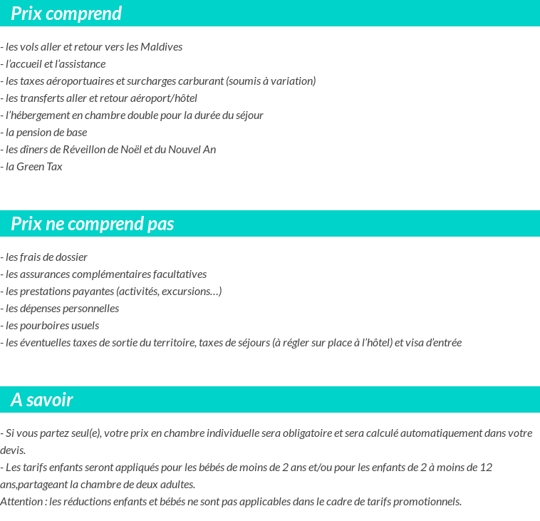 Conditions tarifaires