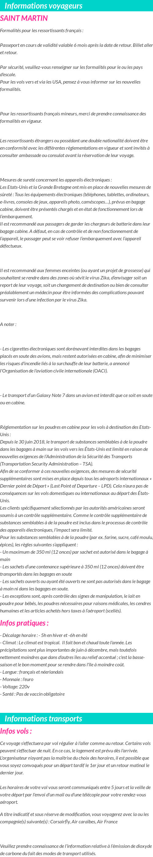 Formalités et infos voyageurs