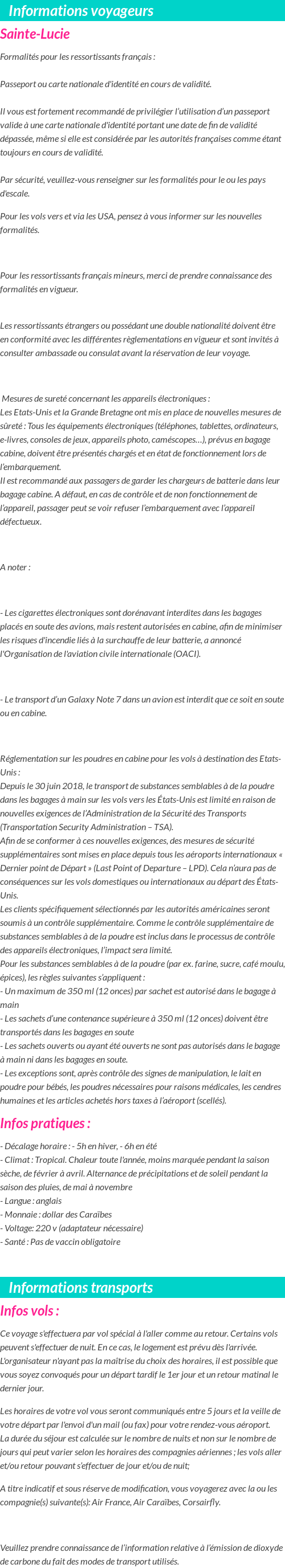 Formalités et infos voyageurs