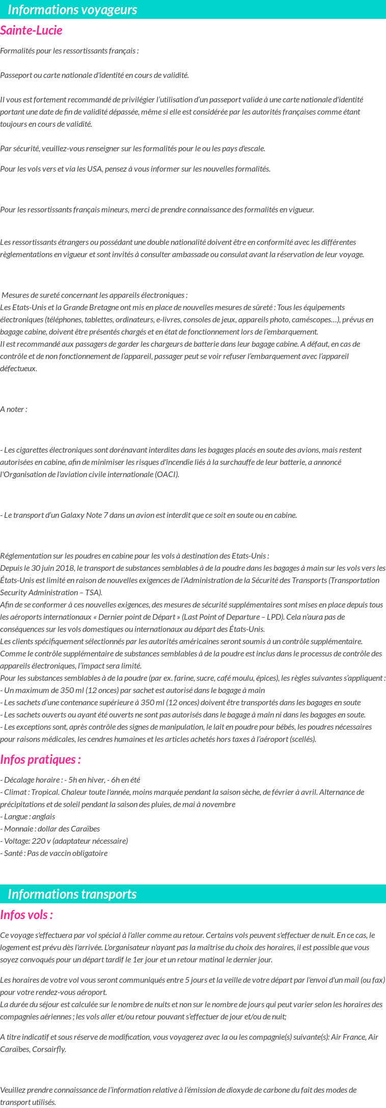 Formalités et infos voyageurs