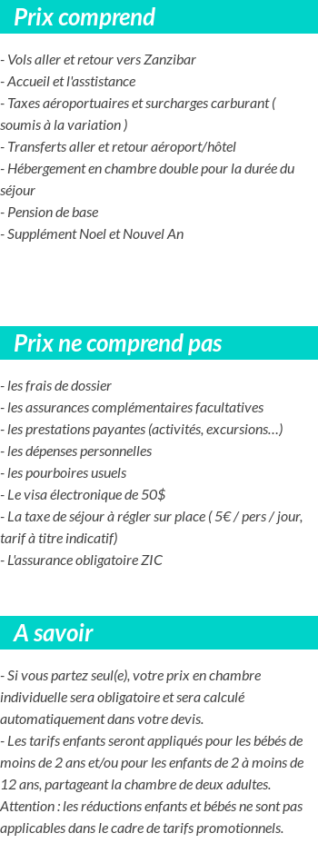 Conditions tarifaires