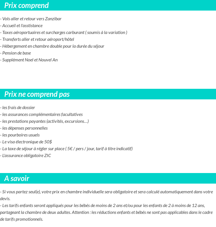 Conditions tarifaires