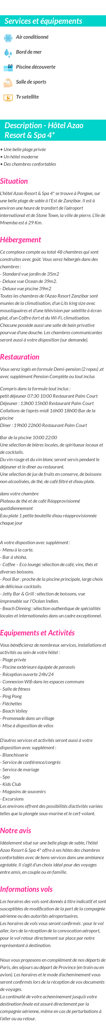 Détails du séjour