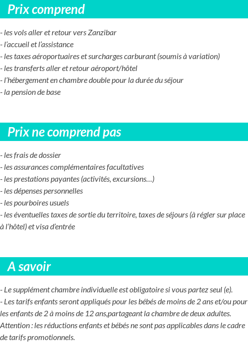 Conditions tarifaires