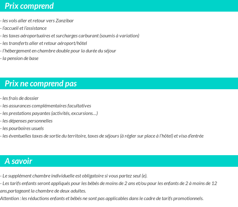 Conditions tarifaires