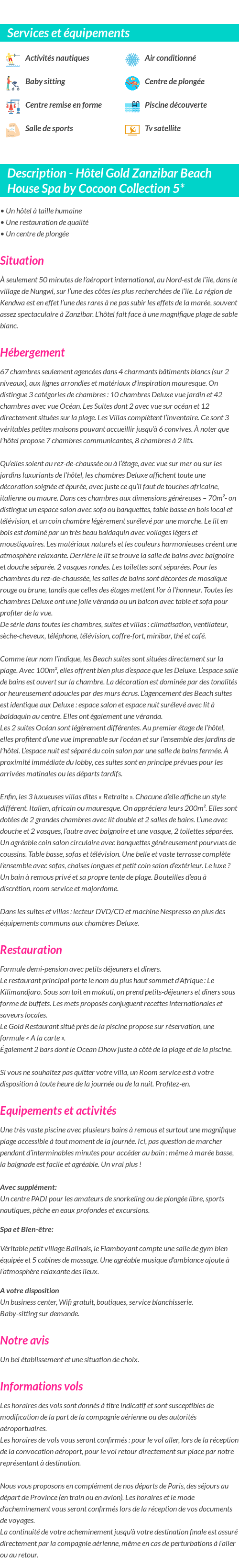 Détails du séjour