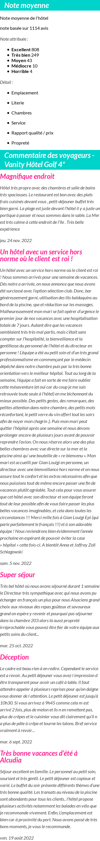 Avis clients