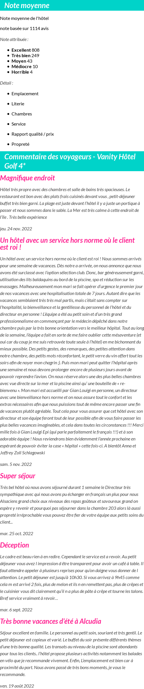 Avis clients