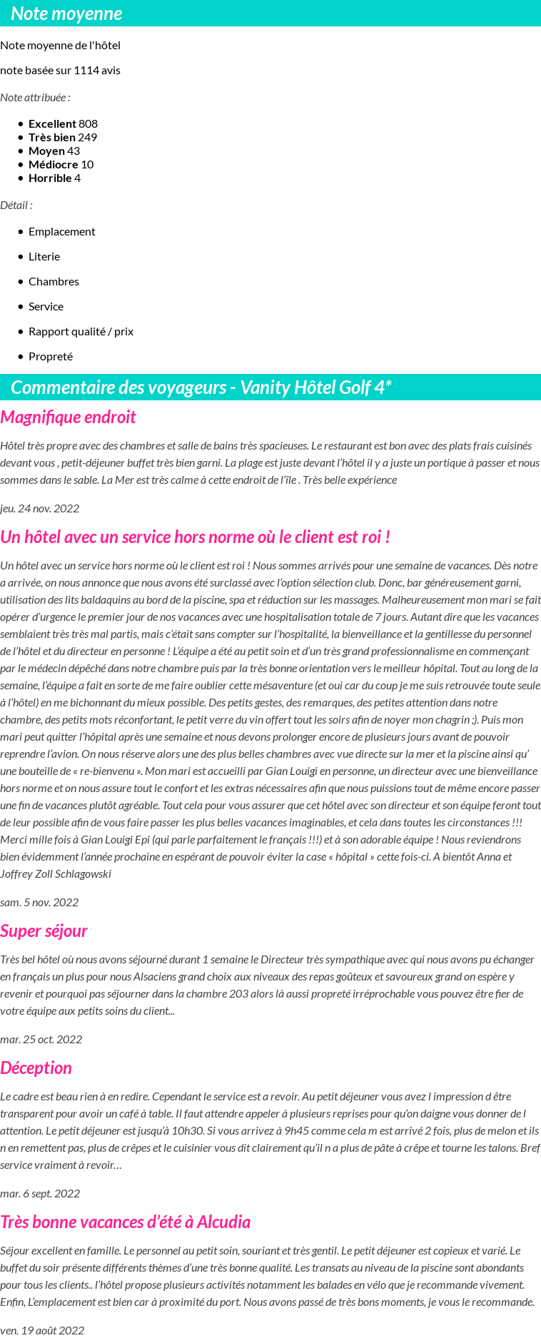 Avis clients