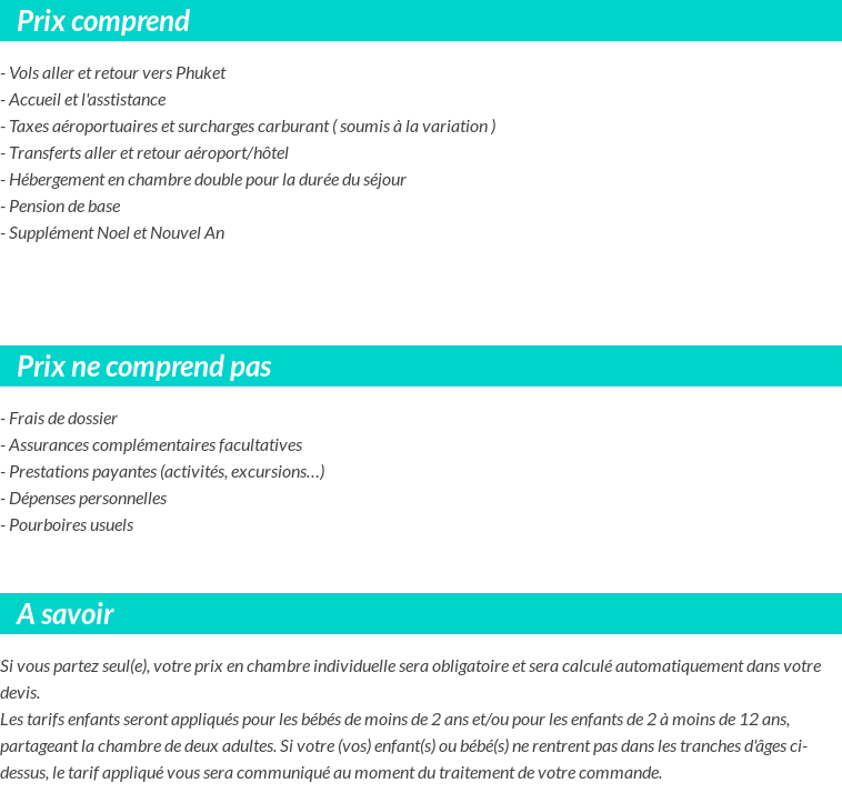 Conditions tarifaires