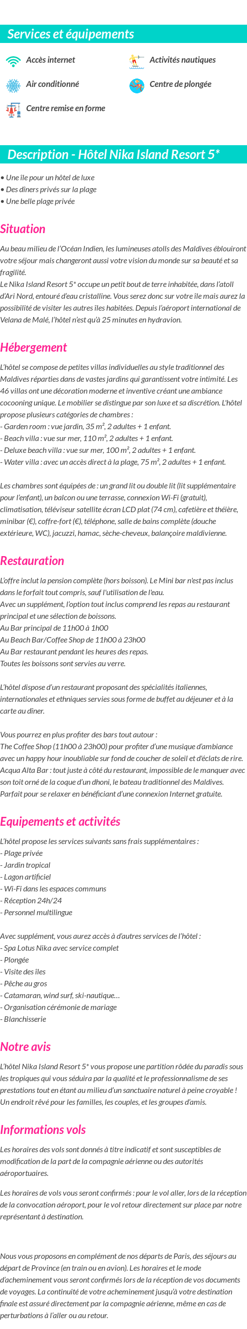 Détails du séjour