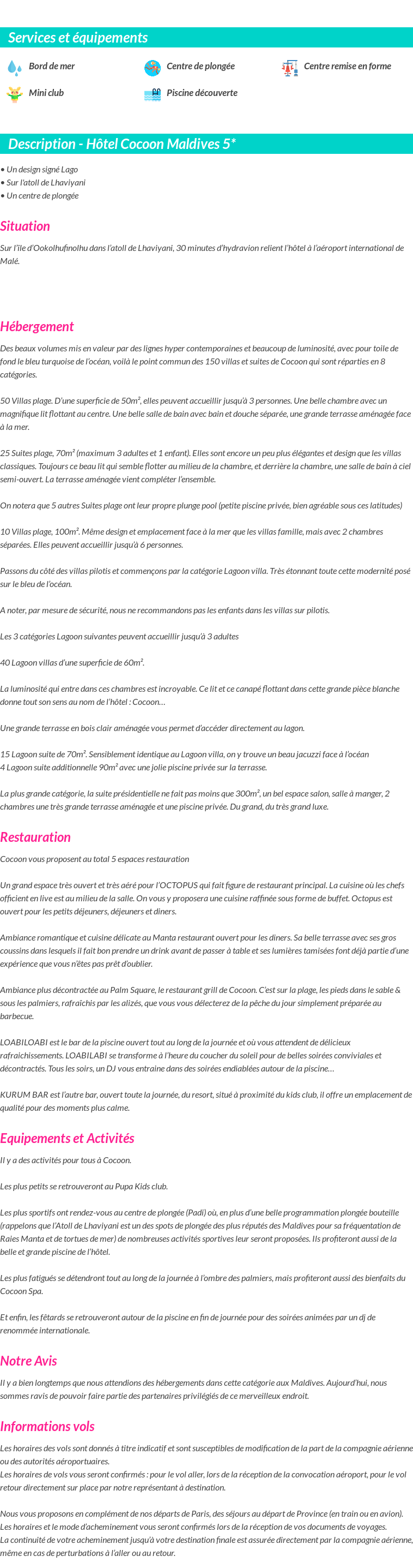 Détails du séjour