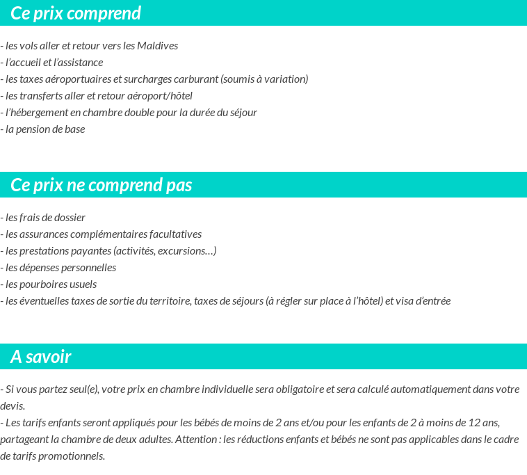 Conditions tarifaires