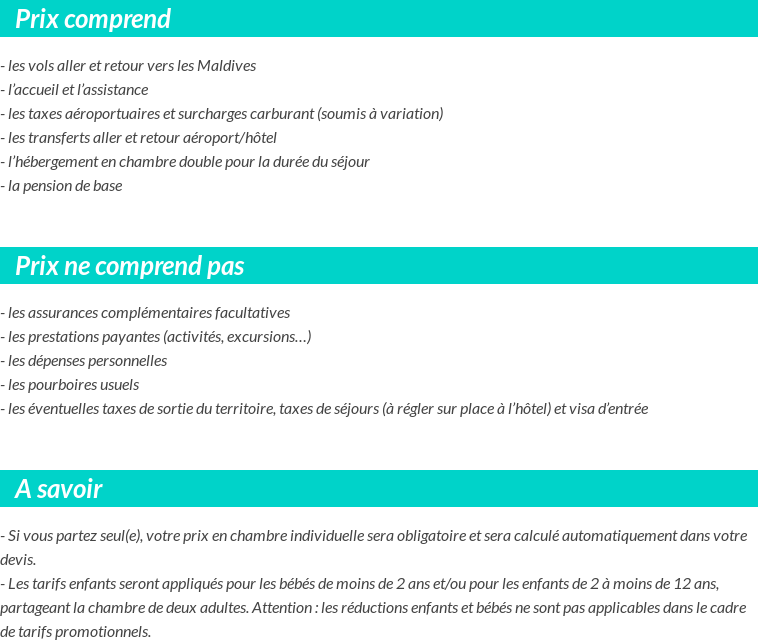 Conditions tarifaires