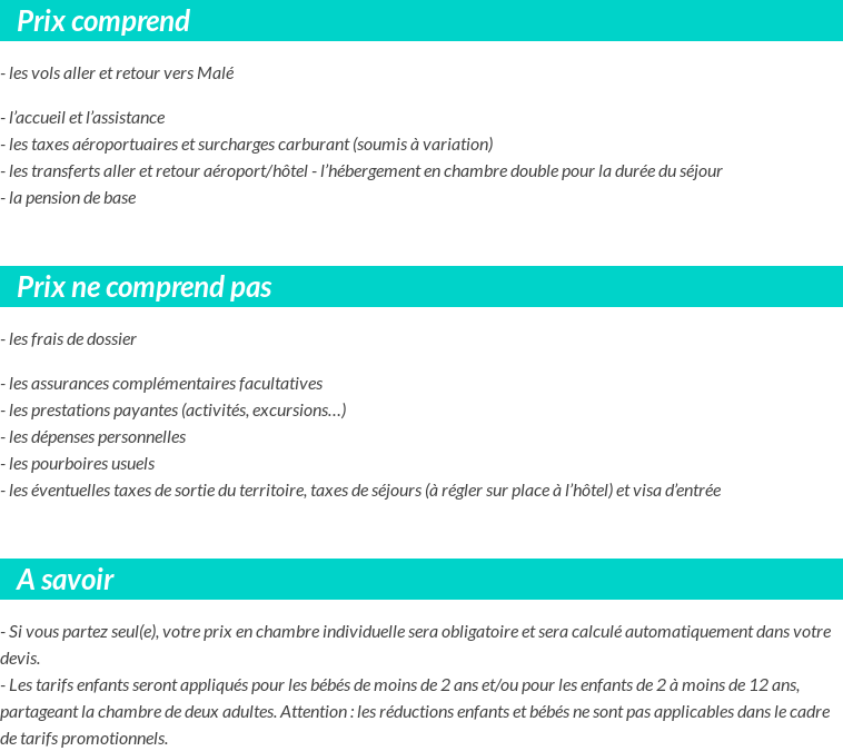 Conditions tarifaires