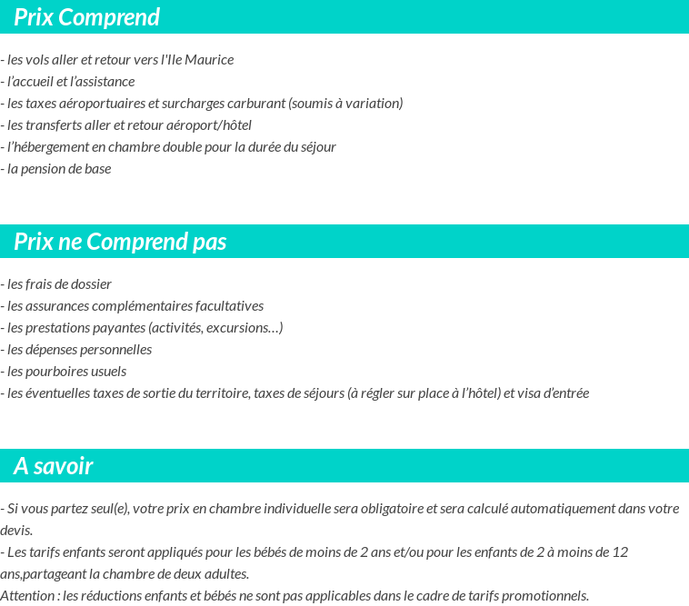 Conditions tarifaires