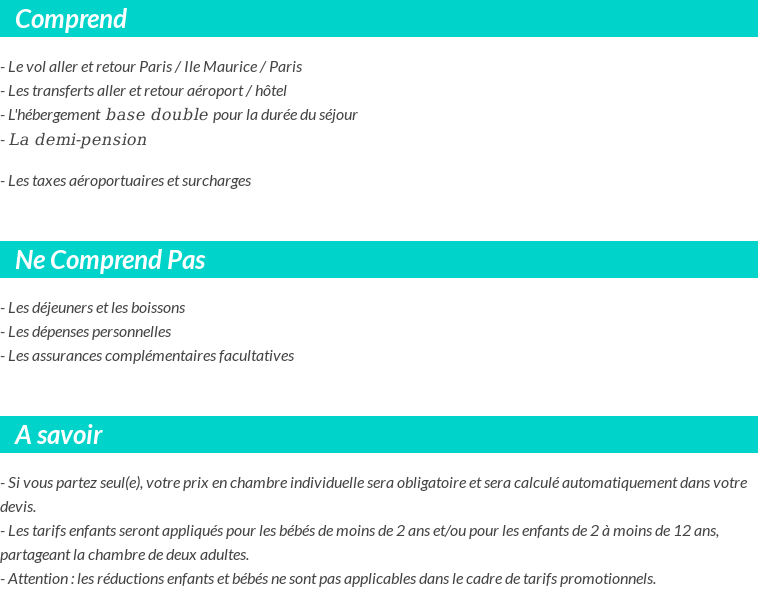 Conditions tarifaires