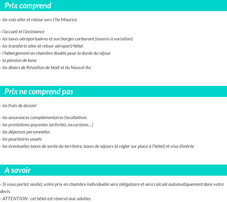 Conditions tarifaires