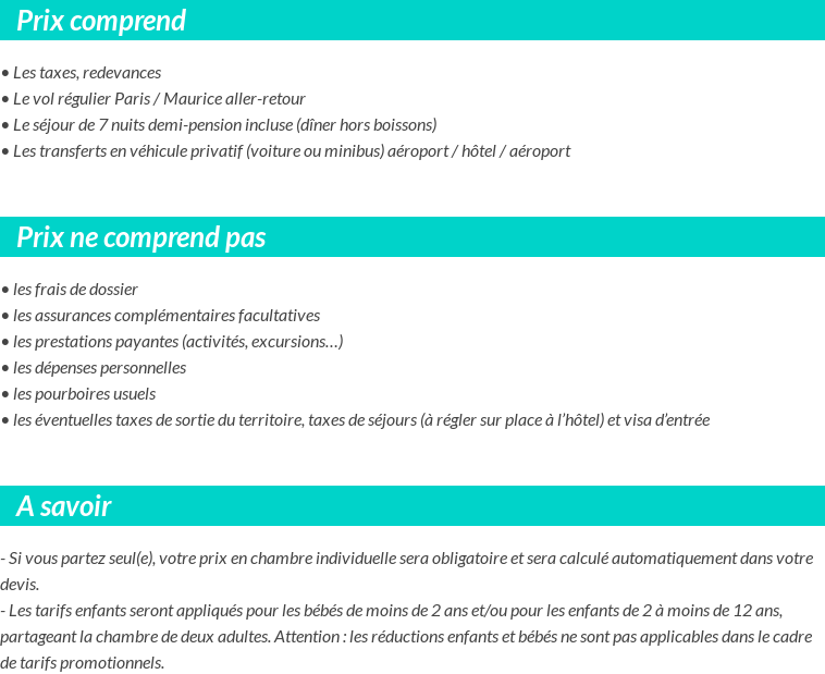 Conditions tarifaires