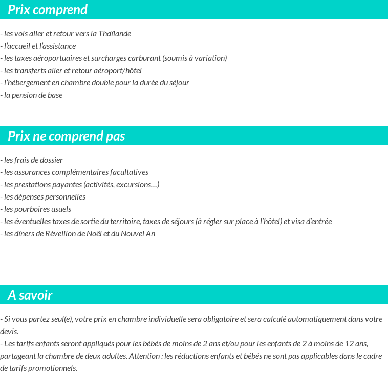 Conditions tarifaires