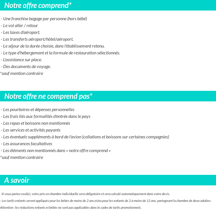 Conditions tarifaires