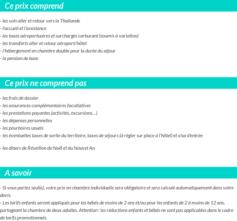 Conditions tarifaires