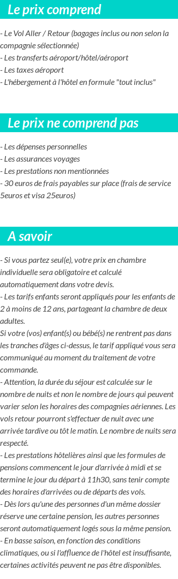 Conditions tarifaires