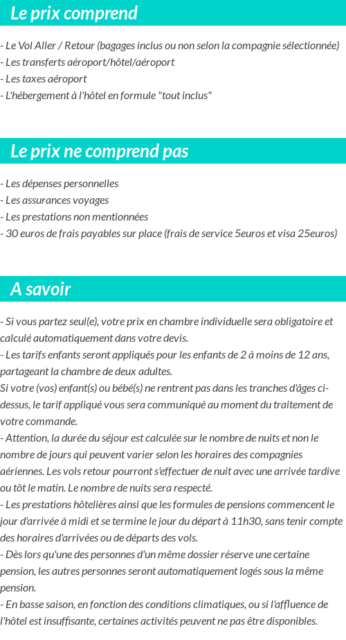 Conditions tarifaires