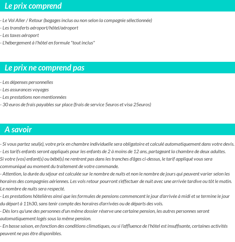 Conditions tarifaires