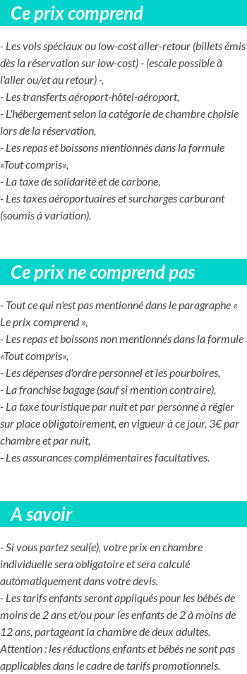 Conditions tarifaires