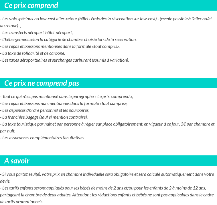 Conditions tarifaires