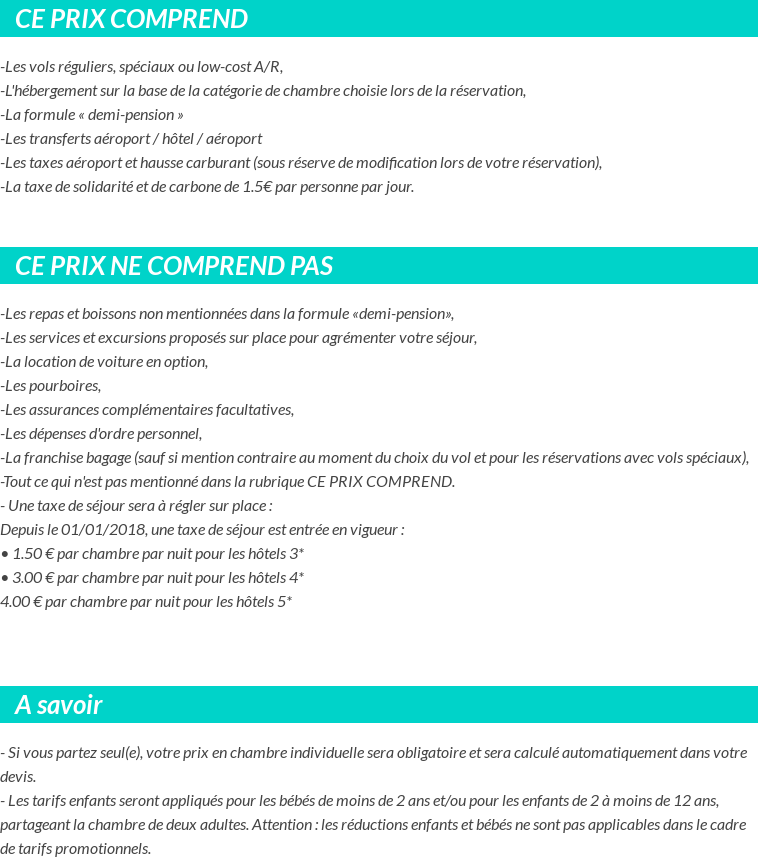 Conditions tarifaires