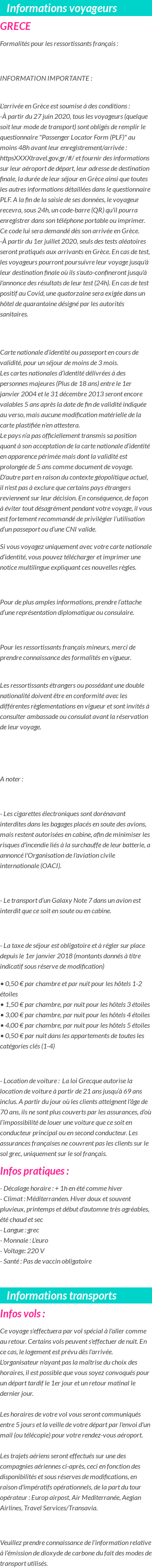 Formalités et infos voyageurs