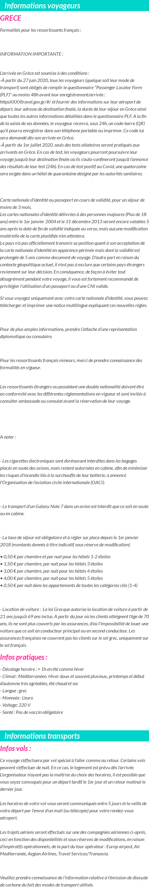 Formalités et infos voyageurs