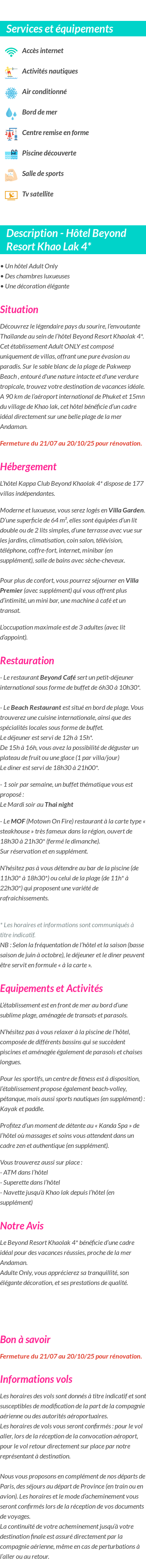 Détails du séjour