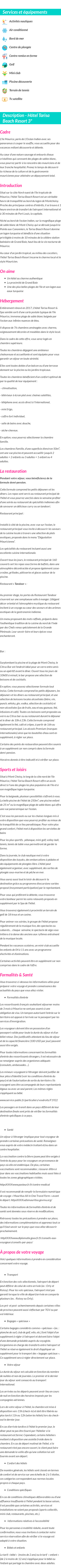 Détails du séjour